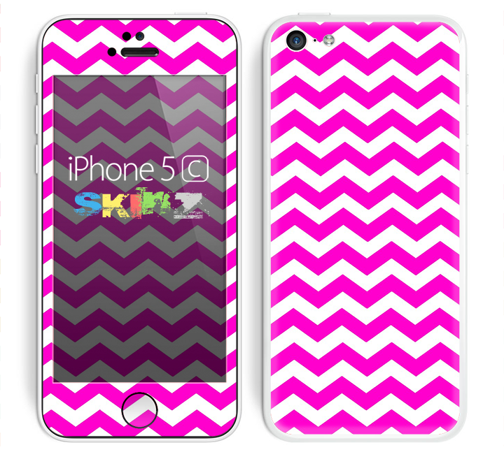The Pink & White Chevron Pattern Skin for the Apple iPhone 5c