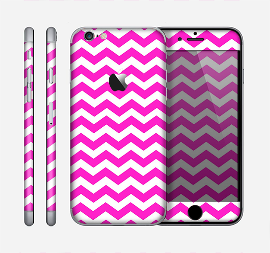 The Pink & White Chevron Pattern Skin for the Apple iPhone 6