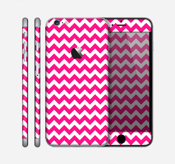 The Pink & White Chevron Pattern Skin for the Apple iPhone 6 Plus