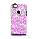 The Pink & White Delicate Pattern Apple iPhone 5c Otterbox Commuter Case Skin Set