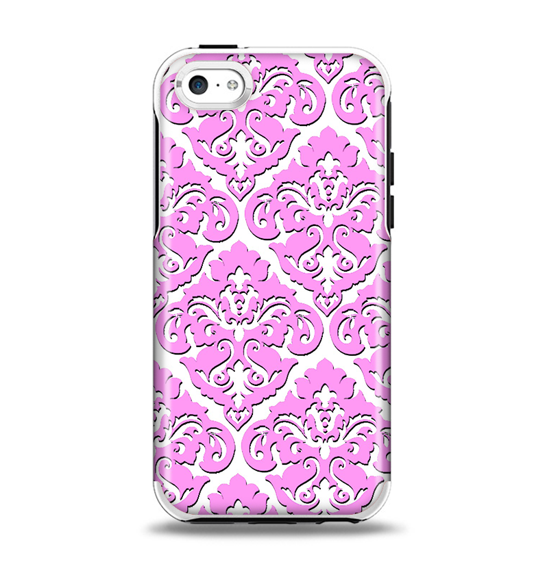 The Pink & White Delicate Pattern Apple iPhone 5c Otterbox Symmetry Case Skin Set