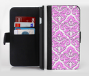 The Pink & White Delicate Pattern Ink-Fuzed Leather Folding Wallet Credit-Card Case for the Apple iPhone 6/6s, 6/6s Plus, 5/5s and 5c