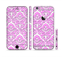 The Pink & White Delicate Pattern Sectioned Skin Series for the Apple iPhone 6s Plus
