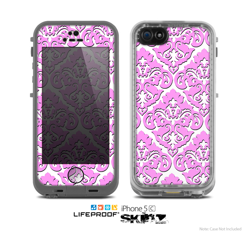 The Pink & White Delicate Pattern Skin for the Apple iPhone 5c LifeProof Case