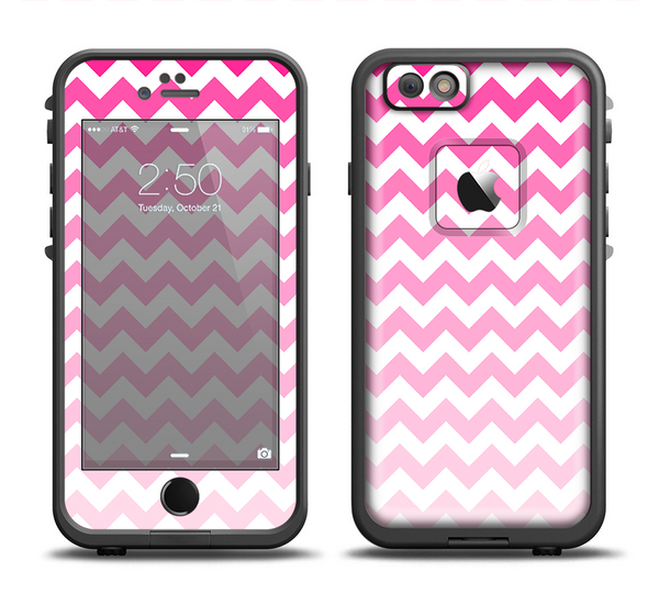 The Pink & White Ombre Chevron Pattern Apple iPhone 6 LifeProof Fre Case Skin Set