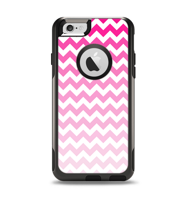 The Pink & White Ombre Chevron Pattern Apple iPhone 6 Otterbox Commuter Case Skin Set