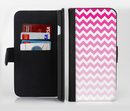 The Pink & White Ombre Chevron Pattern Ink-Fuzed Leather Folding Wallet Credit-Card Case for the Apple iPhone 6/6s, 6/6s Plus, 5/5s and 5c