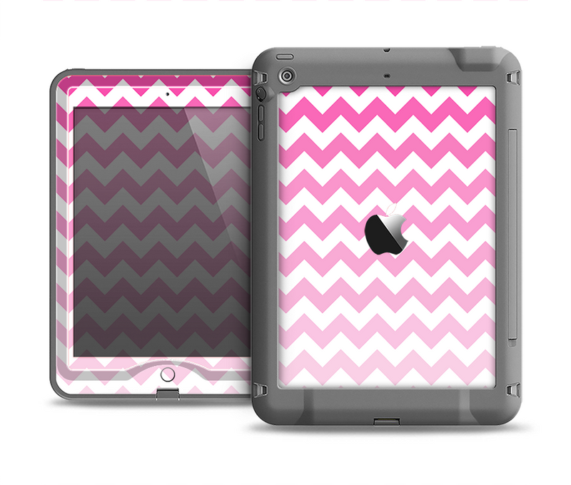 The Pink & White Ombre Chevron Pattern Apple iPad Air LifeProof Nuud Case Skin Set