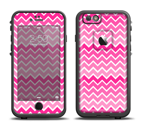 The Pink & White Ombre Chevron V2 Pattern Apple iPhone 6 LifeProof Fre Case Skin Set