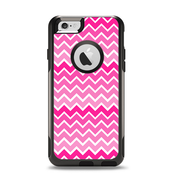 The Pink & White Ombre Chevron V2 Pattern Apple iPhone 6 Otterbox Commuter Case Skin Set