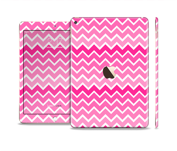 The Pink & White Ombre Chevron V2 Pattern Skin Set for the Apple iPad Pro