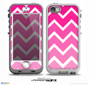 The Pink & White Ombré V3 Chevron Pattern Skin for the iPhone 5-5s nüüd LifeProof Case