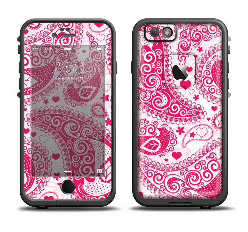 The Pink & White Paisley Pattern V421 Apple iPhone 6/6s Plus LifeProof Fre Case Skin Set