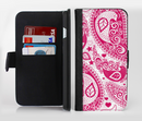 The Pink & White Paisley Pattern V421 Ink-Fuzed Leather Folding Wallet Credit-Card Case for the Apple iPhone 6/6s, 6/6s Plus, 5/5s and 5c