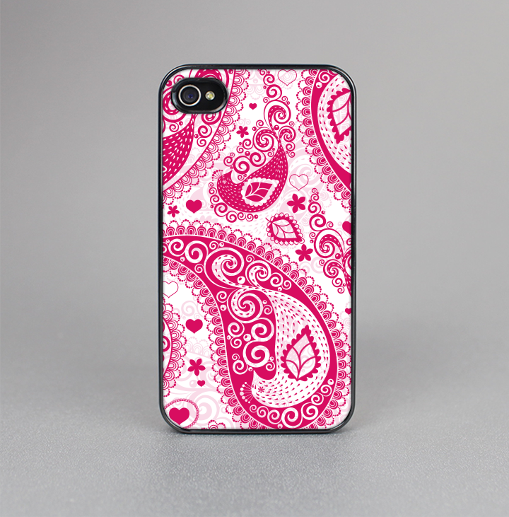 The Pink & White Paisley Pattern V421 Skin-Sert for the Apple iPhone 4-4s Skin-Sert Case