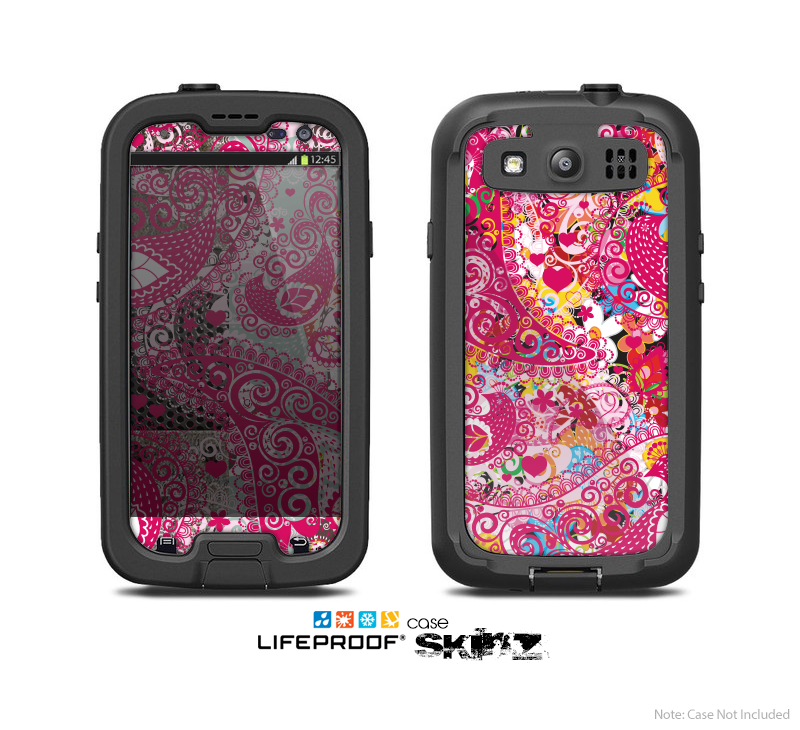 The Pink & White Paisley Pattern V421 Skin For The Samsung Galaxy S3 LifeProof Case