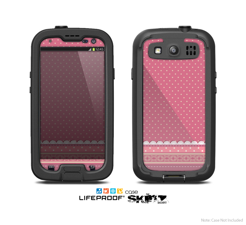 The Pink & White Polka Dot Pattern V4 Skin For The Samsung Galaxy S3 LifeProof Case