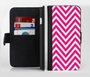 The Pink & White Sharp Chevron Pattern Ink-Fuzed Leather Folding Wallet Credit-Card Case for the Apple iPhone 6/6s, 6/6s Plus, 5/5s and 5c