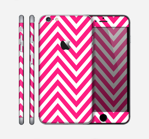 The Pink & White Sharp Chevron Pattern Skin for the Apple iPhone 6 Plus