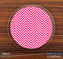 The Pink & White Sharp Chevron Pattern Skinned Foam-Backed Coaster Set