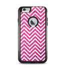 The Pink & White Sharp Glitter Print Chevron Apple iPhone 6 Plus Otterbox Commuter Case Skin Set