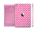 The Pink & White Sharp Glitter Print Chevron Skin Set for the Apple iPad Mini 4