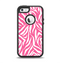The Pink & White Vector Zebra Print Apple iPhone 5-5s Otterbox Defender Case Skin Set