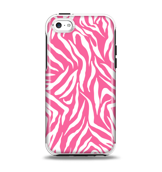 The Pink & White Vector Zebra Print Apple iPhone 5c Otterbox Symmetry Case Skin Set
