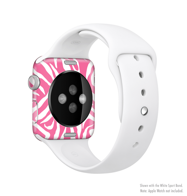 The Pink & White Vector Zebra Print Full-Body Skin Kit for the Apple Watch