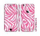 The Pink & White Vector Zebra Print Sectioned Skin Series for the Apple iPhone 6s Plus