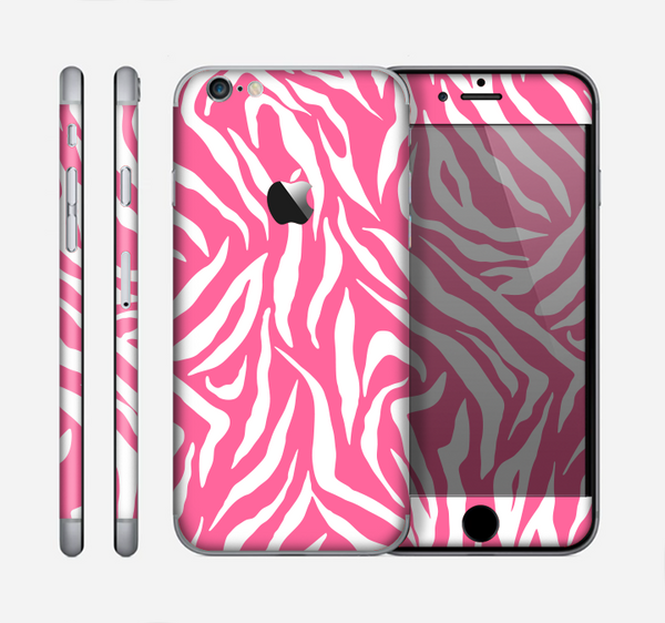 The Pink & White Vector Zebra Print Skin for the Apple iPhone 6