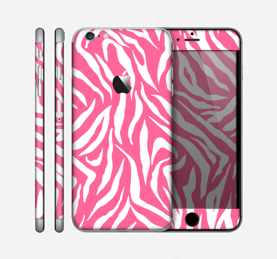 The Pink & White Vector Zebra Print Skin for the Apple iPhone 6 Plus