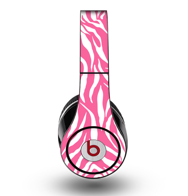 The Pink & White Vector Zebra Print Skin for the Original Beats by Dre Studio Headphones
