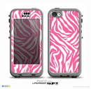 The Pink & White Vector Zebra Print Skin for the iPhone 5c nüüd LifeProof Case