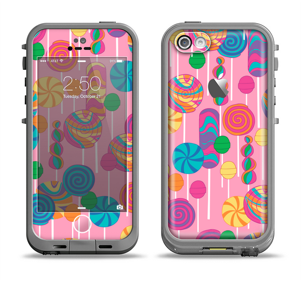 The Pink With Vector Color Treats Apple iPhone 5c LifeProof Fre Case Skin Set