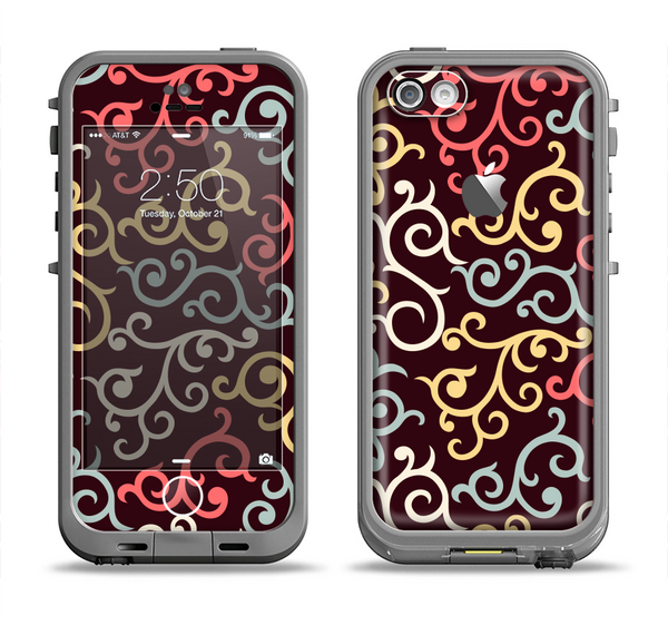 The Pink, Yellow and Blue Vector Swirls Apple iPhone 5c LifeProof Fre Case Skin Set