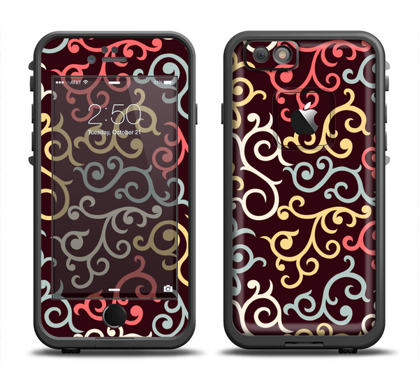 The Pink, Yellow and Blue Vector Swirls Apple iPhone 6 LifeProof Fre Case Skin Set