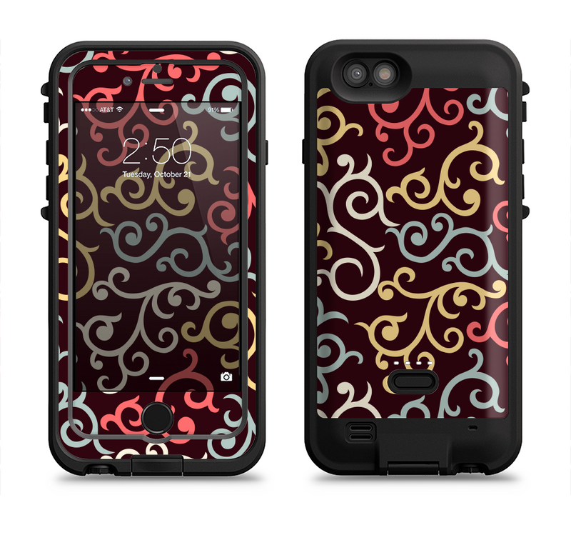 The Pink, Yellow and Blue Vector Swirls Apple iPhone 6/6s LifeProof Fre POWER Case Skin Set