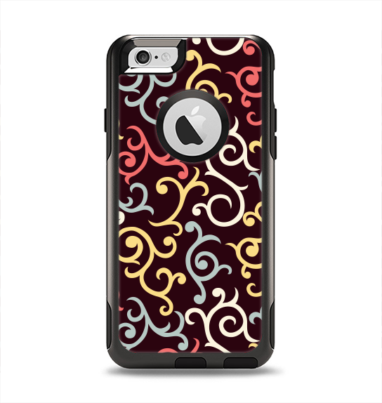 The Pink, Yellow and Blue Vector Swirls Apple iPhone 6 Otterbox Commuter Case Skin Set