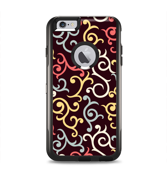 The Pink, Yellow and Blue Vector Swirls Apple iPhone 6 Plus Otterbox Commuter Case Skin Set