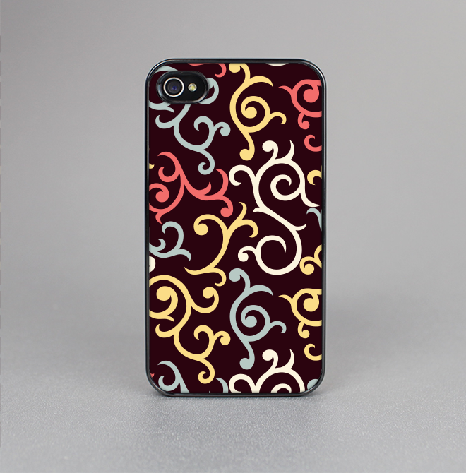 The Pink, Yellow and Blue Vector Swirls Skin-Sert for the Apple iPhone 4-4s Skin-Sert Case