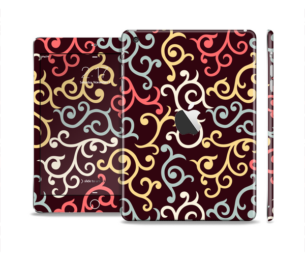 The Pink, Yellow and Blue Vector Swirls Skin Set for the Apple iPad Mini 4
