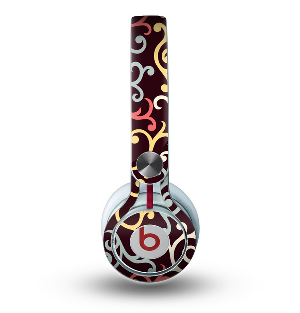 The Pink, Yellow and Blue Vector Swirls Skin for the Beats by Dre Mixr Headphones