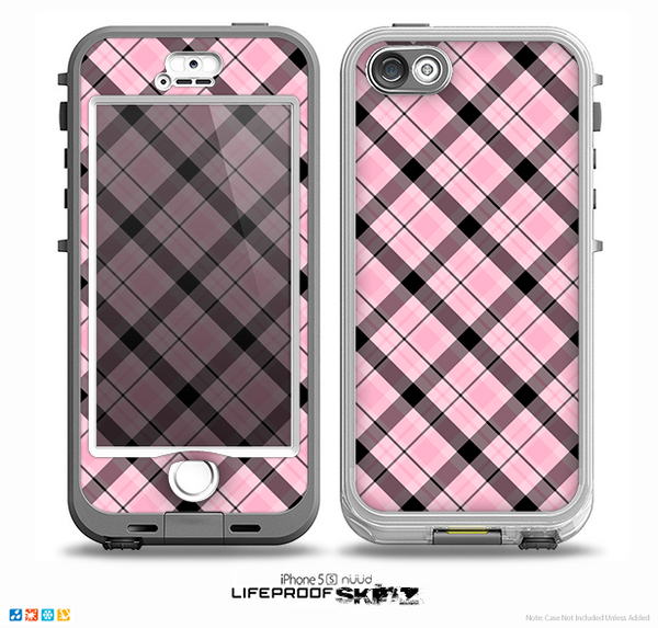 The Pink & Black Plaid Skin for the iPhone 5-5s NUUD LifeProof Case for the LifeProof Skin