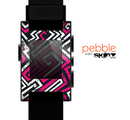 The Pink & White Abstract Maze Pattern Skin for the Pebble SmartWatch