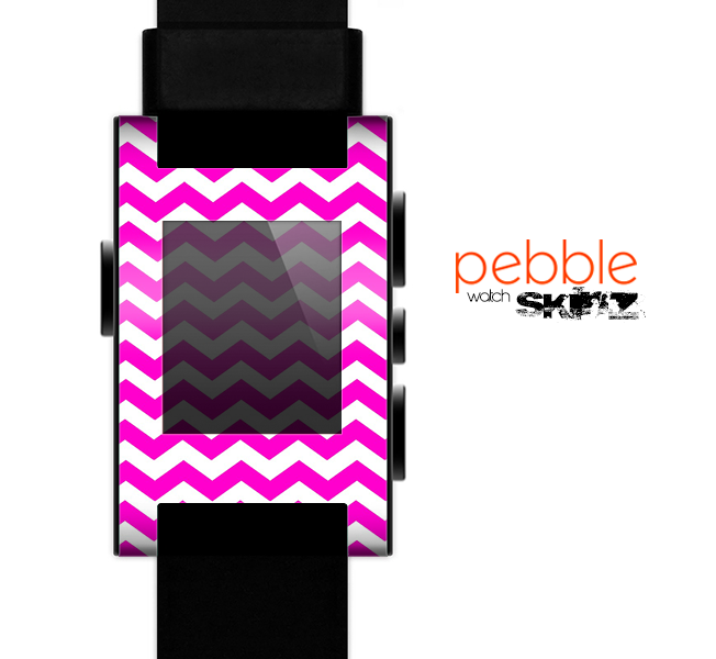 The Pink & White Chevron Pattern Skin for the Pebble SmartWatch