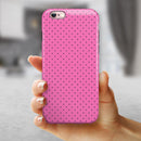 The Pink and Black Micro Polka Dot Pattern iPhone 6/6s or 6/6s Plus 2-Piece Hybrid INK-Fuzed Case