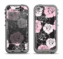 The Pink and Black Rose Pattern V3 Apple iPhone 5c LifeProof Nuud Case Skin Set