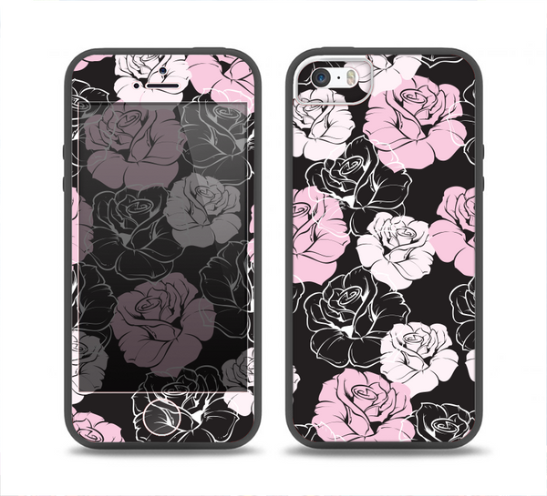The Pink and Black Rose Pattern V3 Skin Set for the iPhone 5-5s Skech Glow Case