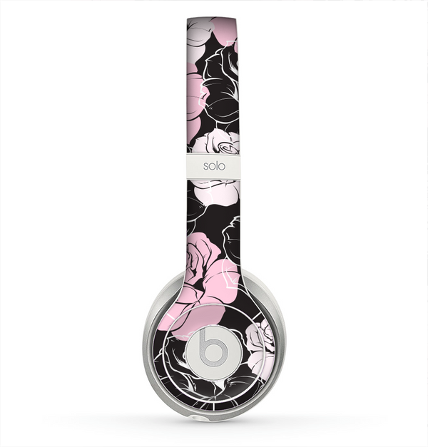 The Pink and Black Rose Pattern V3 Skin for the Beats by Dre Solo 2 Headphones